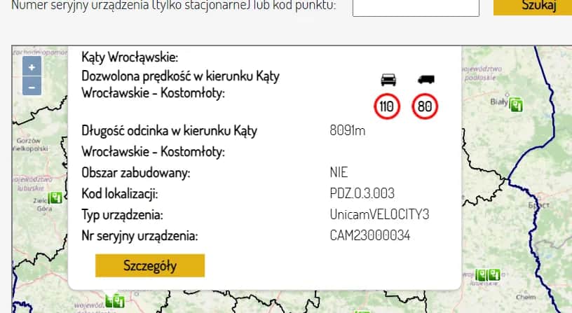 Mandaty za przekroczenie prędkości na A2. Odcinkowy pomiar.